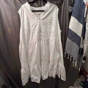 52Seven White Plus Size Prarie 70's Retro Cotton Dress Size 24W SO CUTE